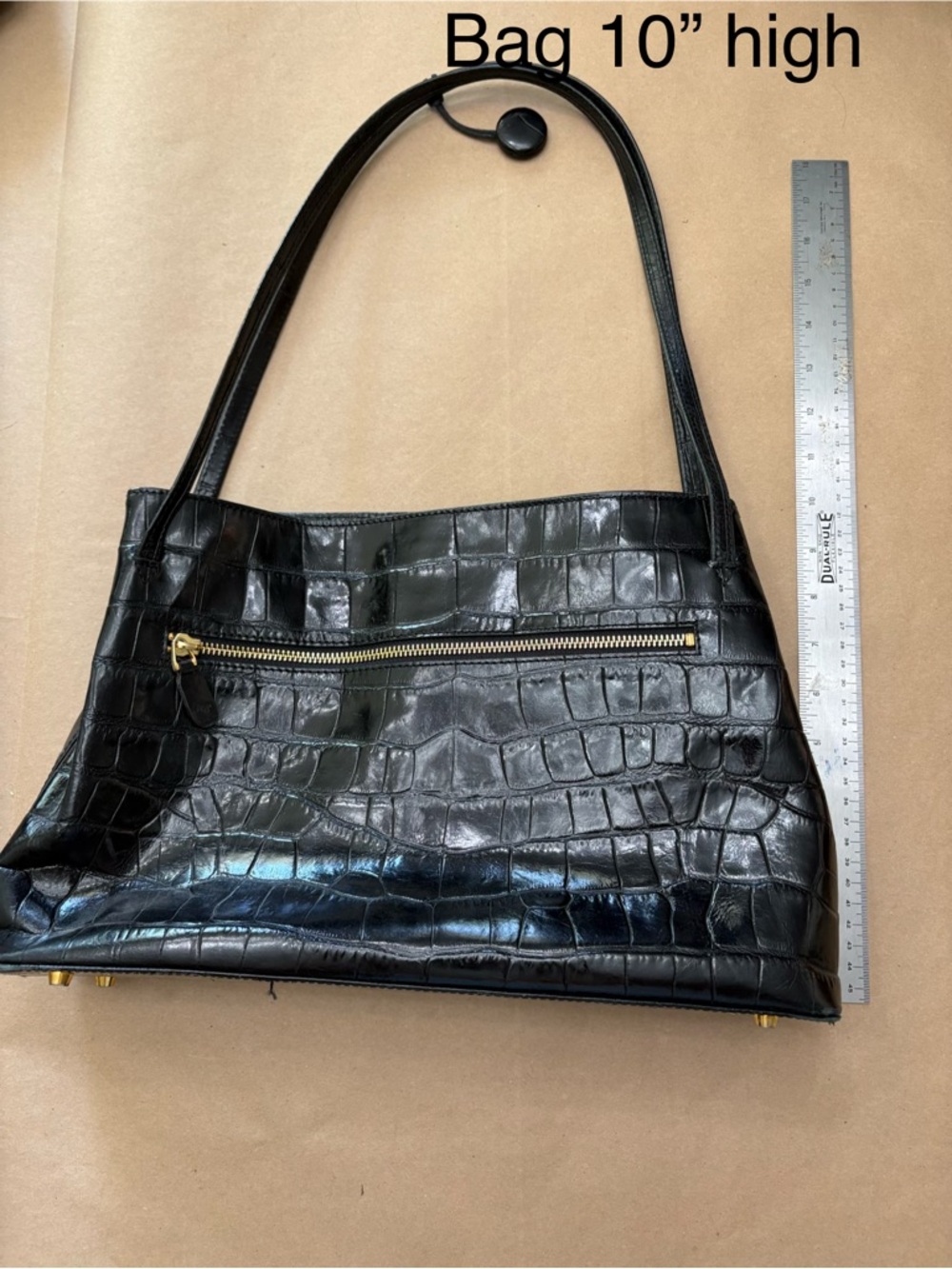 Black MonSac patent leather crocodile bag